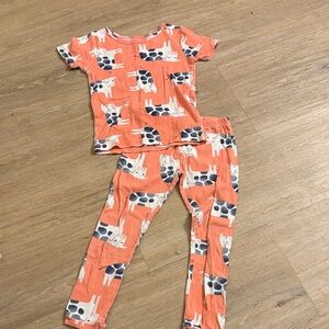 Playful Animal Print Kids Pajama Set - Orange